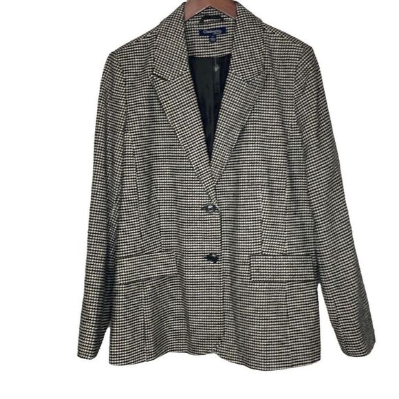 Chadwick's Of Boston Wool‎ Blend Classic Houndstooth Plaid Notched Collar Blazer - Picture 1 of 11